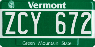 VT license plate ZCY672
