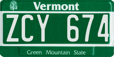 VT license plate ZCY674