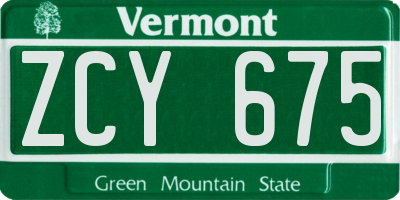 VT license plate ZCY675