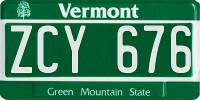VT license plate ZCY676
