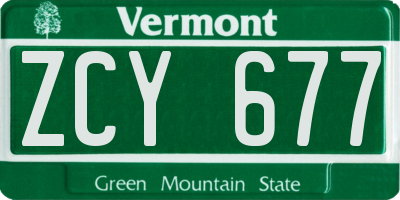 VT license plate ZCY677
