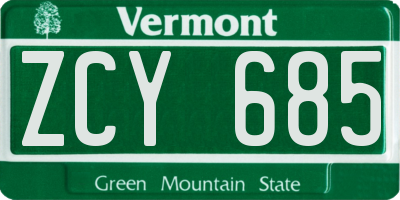 VT license plate ZCY685