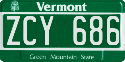 VT license plate ZCY686