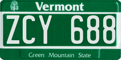 VT license plate ZCY688