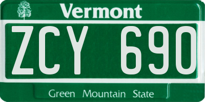VT license plate ZCY690