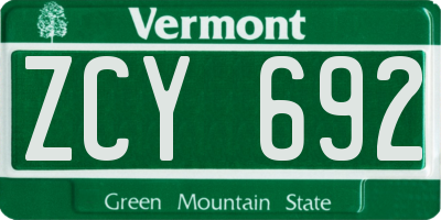 VT license plate ZCY692