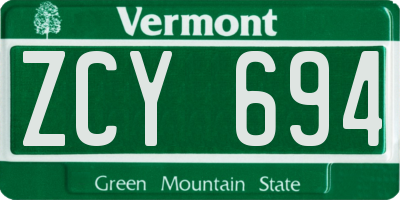 VT license plate ZCY694