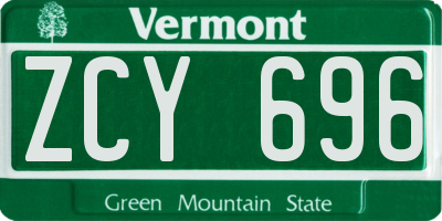 VT license plate ZCY696