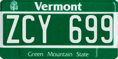 VT license plate ZCY699