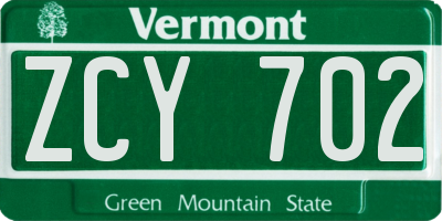 VT license plate ZCY702