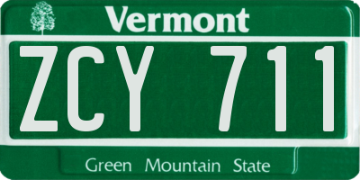 VT license plate ZCY711