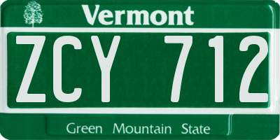 VT license plate ZCY712