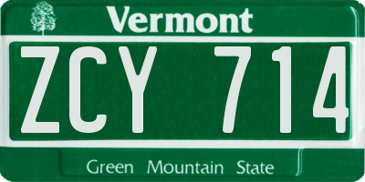 VT license plate ZCY714