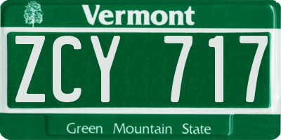 VT license plate ZCY717