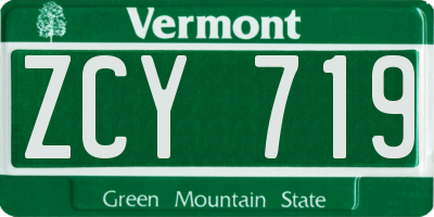 VT license plate ZCY719