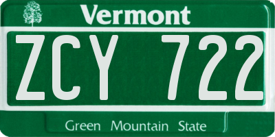 VT license plate ZCY722
