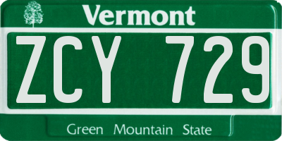 VT license plate ZCY729