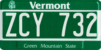VT license plate ZCY732
