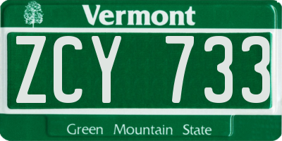 VT license plate ZCY733