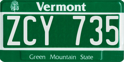 VT license plate ZCY735