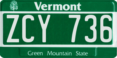 VT license plate ZCY736
