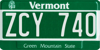 VT license plate ZCY740