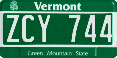 VT license plate ZCY744