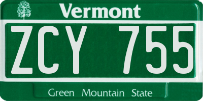 VT license plate ZCY755