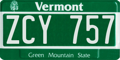 VT license plate ZCY757