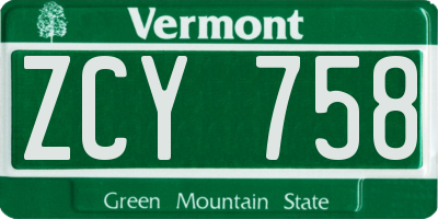 VT license plate ZCY758