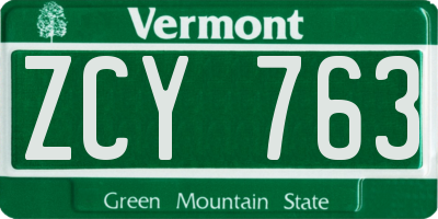 VT license plate ZCY763