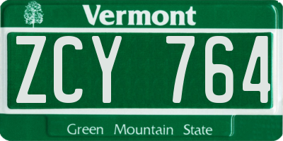 VT license plate ZCY764