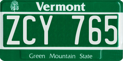 VT license plate ZCY765