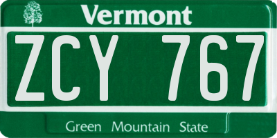 VT license plate ZCY767