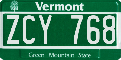 VT license plate ZCY768
