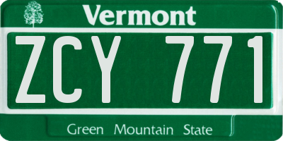 VT license plate ZCY771
