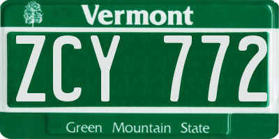 VT license plate ZCY772