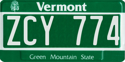 VT license plate ZCY774
