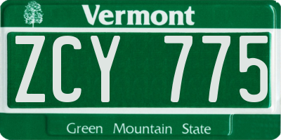 VT license plate ZCY775