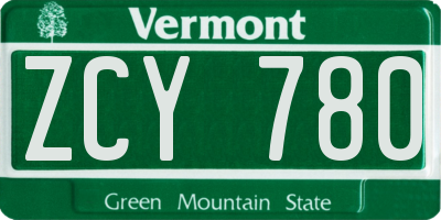 VT license plate ZCY780