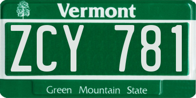 VT license plate ZCY781
