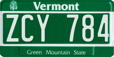 VT license plate ZCY784