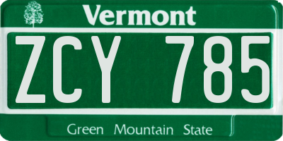 VT license plate ZCY785