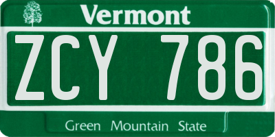 VT license plate ZCY786