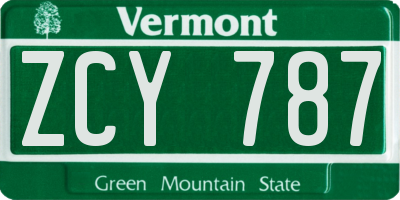 VT license plate ZCY787