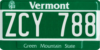 VT license plate ZCY788