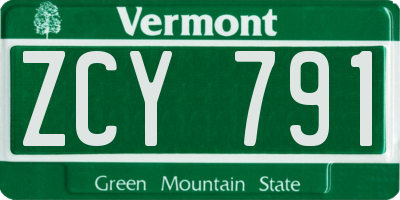 VT license plate ZCY791