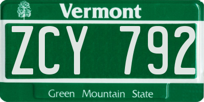 VT license plate ZCY792