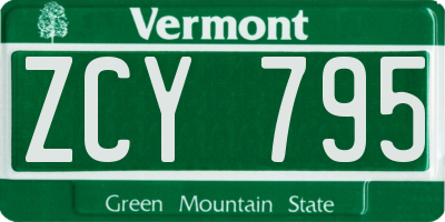 VT license plate ZCY795