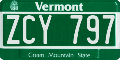 VT license plate ZCY797